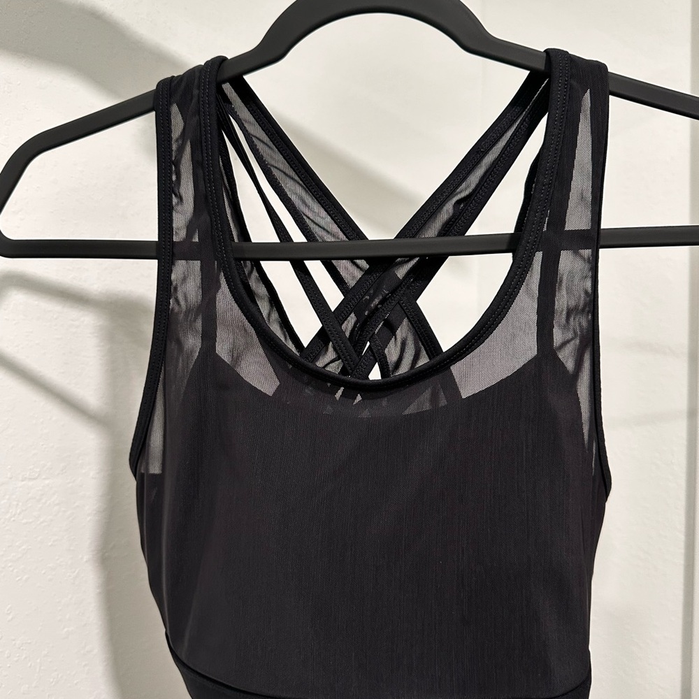 Fabletics Black Sheer Strappy Tank